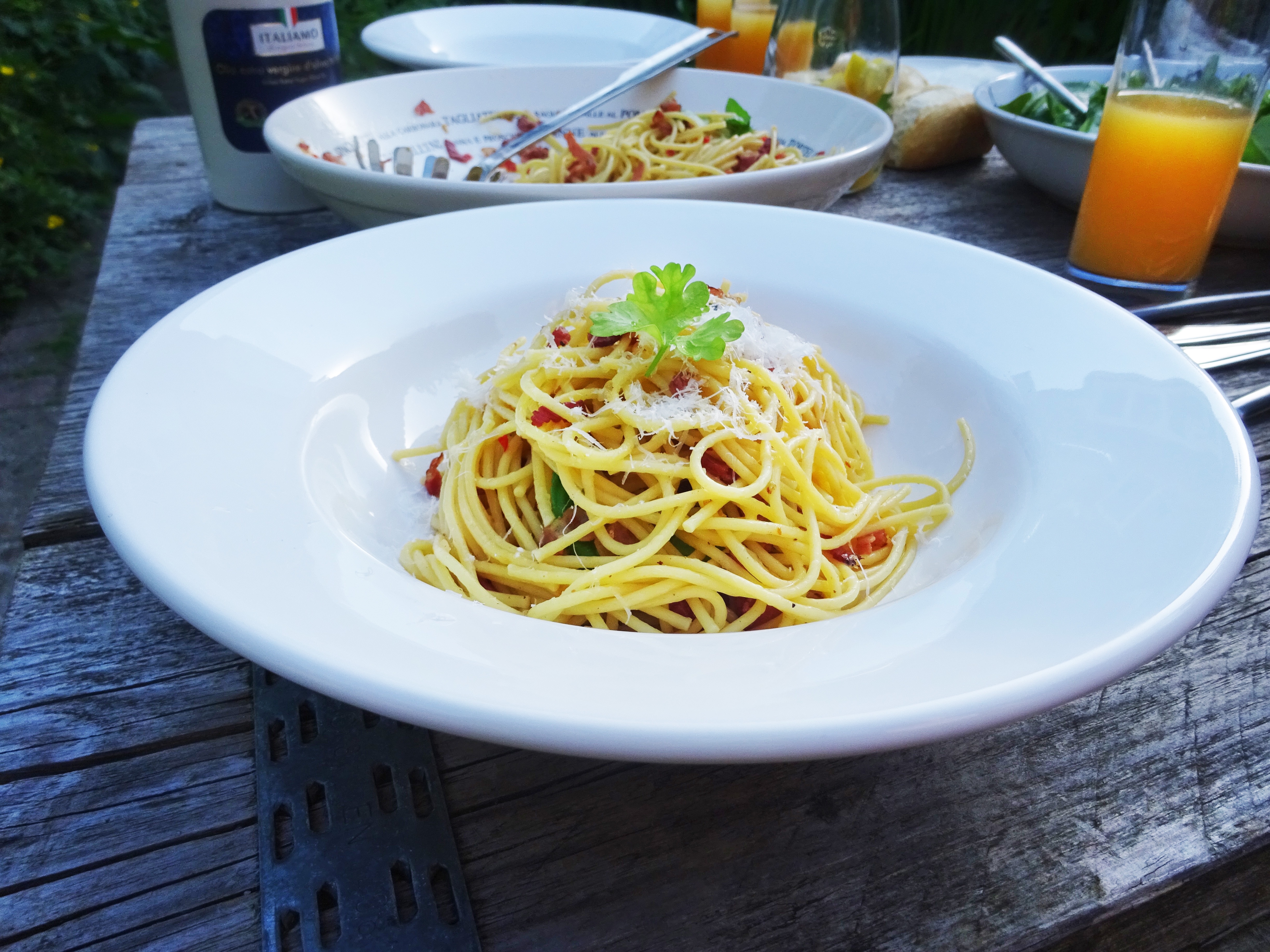 Italian summer meal outdoors
